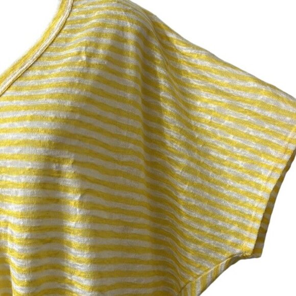 a.n.a Women's Yellow Striped Faux Button Down Tie Front Dolman Sleeve Top NWOT - Picture 4 of 8